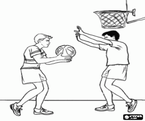 Colorear Uno contra uno de baloncesto entre dos j�venes amigos