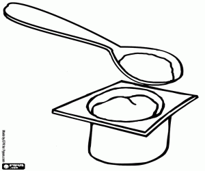Colorear Vasito de yogur o yogurt y la cucharita llena
