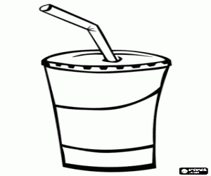 Colorear Vaso de refresco con tapa y una ca�ita para beber