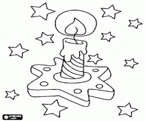 Colorear Vela de Navidad entre las estrellas