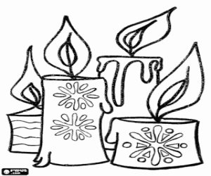 Colorear Velas navide�as encendidas