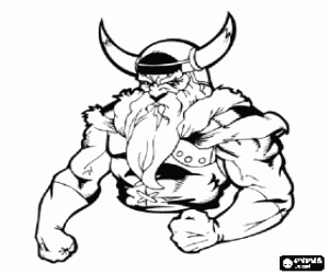 Colorear Vikingo con larga barba y con su casco con cuernos