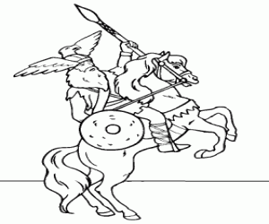 Colorear Vikingo montando su caballo