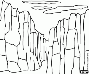 Colorear Vista de un ca�on rocoso con paredes escarpadas practicamente verticales