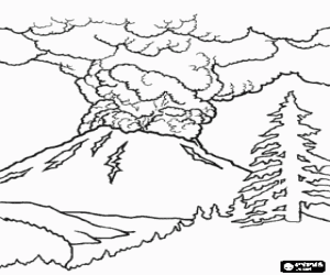 Colorear Volc�n en erupci�n