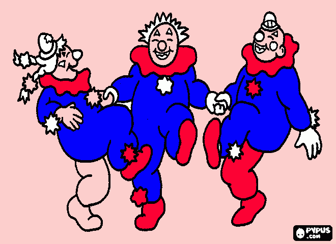 3 payasos locos para colorear
