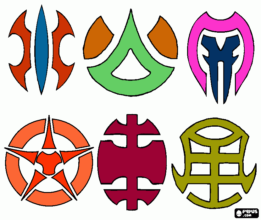 6 simbolos Bakugan para colorear