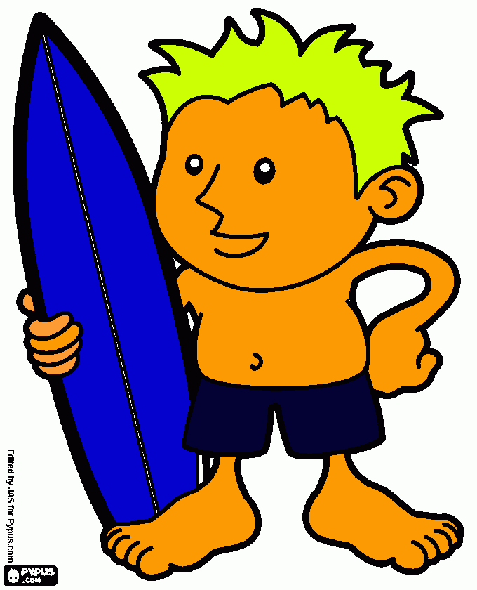 A surfer para colorear