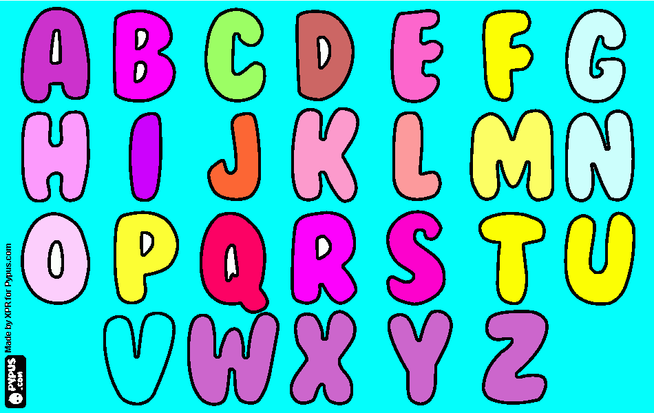 abecedario con letras de colores para colorear