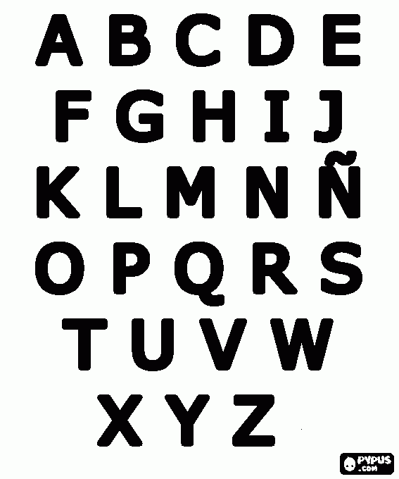 Abecedario con letras mayúsculas tipo Verdana para colorear