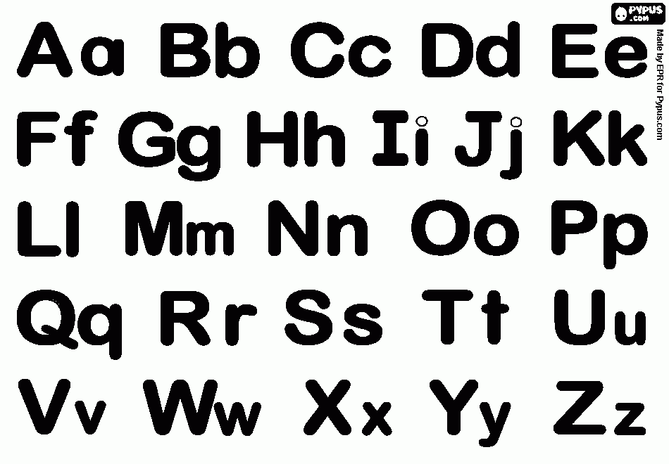 abecedario con letras negras para colorear
