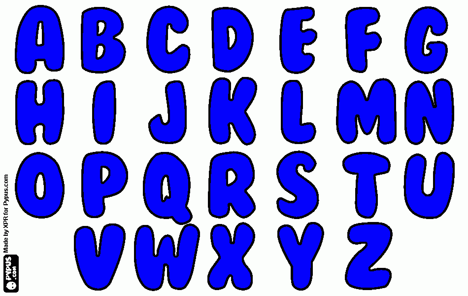 abedecedario azul para colorear