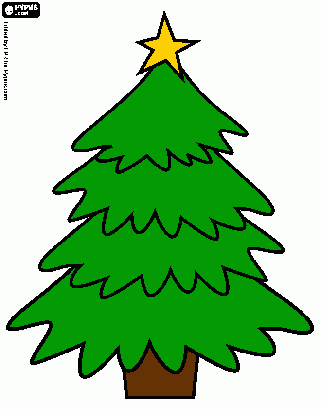 abeto navideño con estrella para colorear