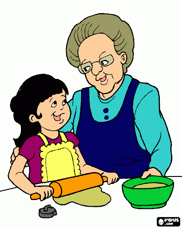abuela y nieta preparando una masa para colorear