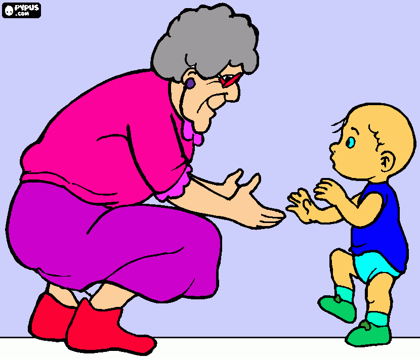 ABUELA Y NIÑO para colorear