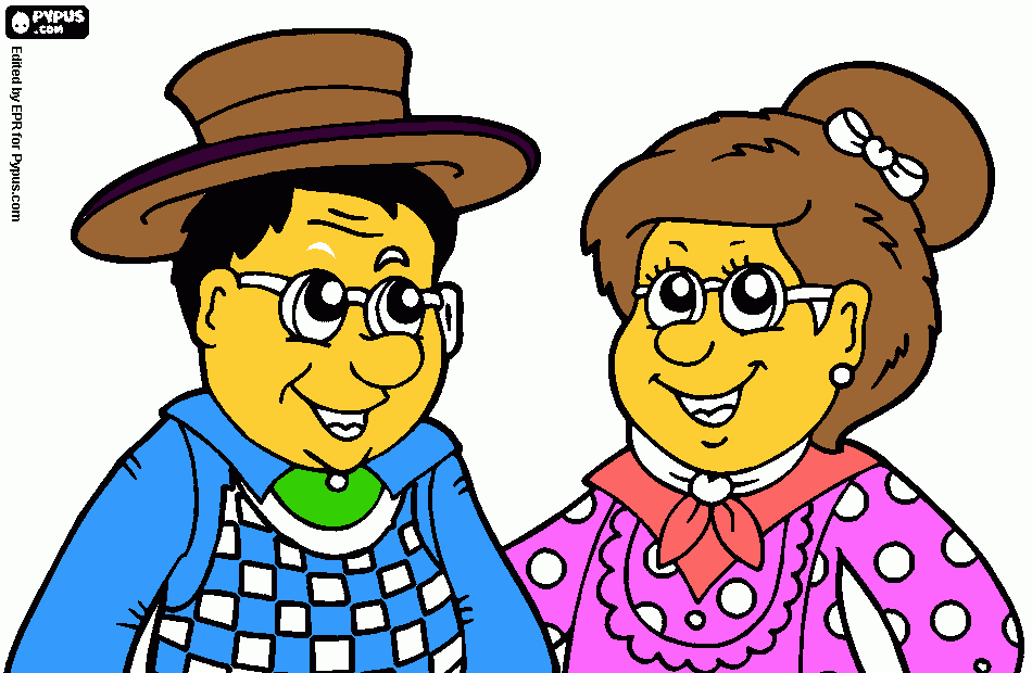 abuelitos felices  para colorear