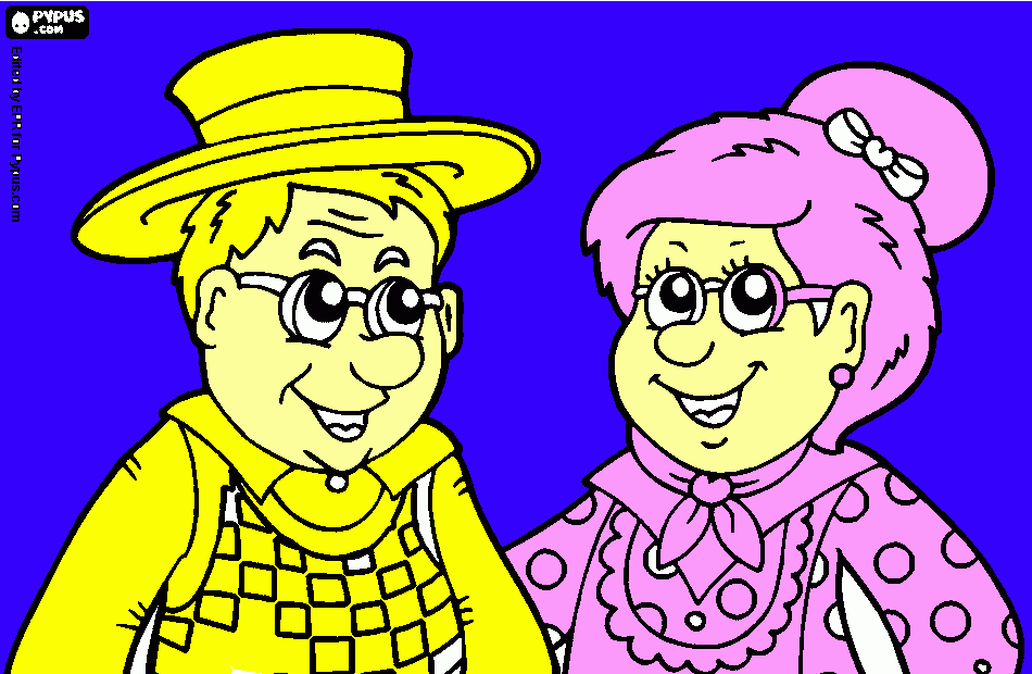 abuelitos sonrientes para colorear