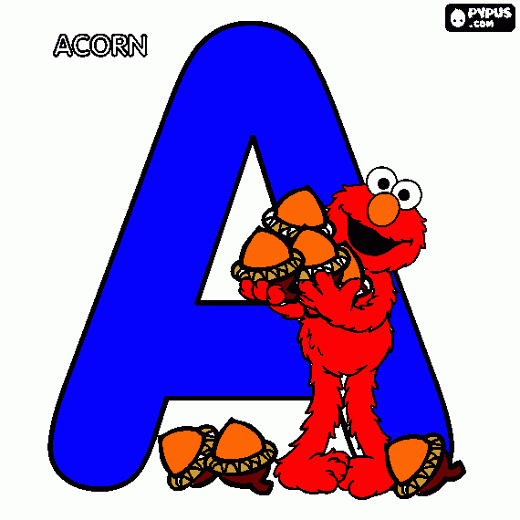 acorn letra con elmo para colorear