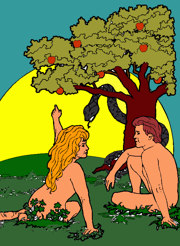 adam y eva para colorear
