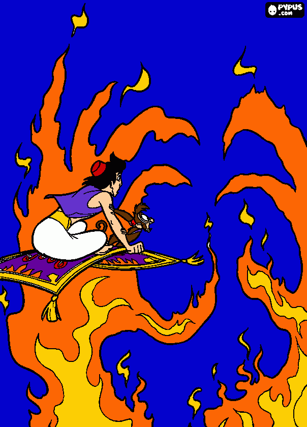 Aladdin y Abu para colorear
