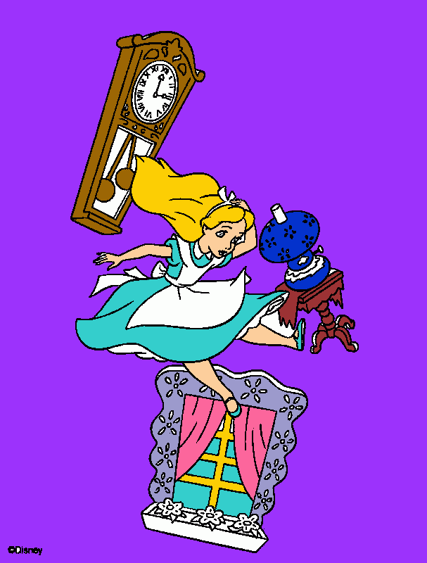 alicia en el pais de las maravillas cayendo por la madriguera para colorear