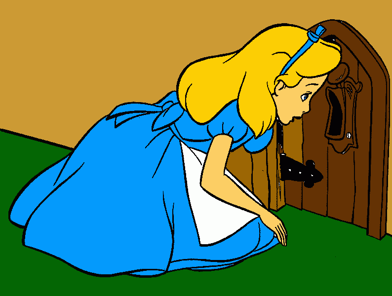 alicia tratando de abrir una pequeña puerta para colorear