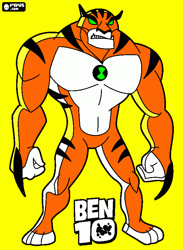 alien de ben 10 ultimate alien parecido a un tigre grande y no de muy buen humor para colorear