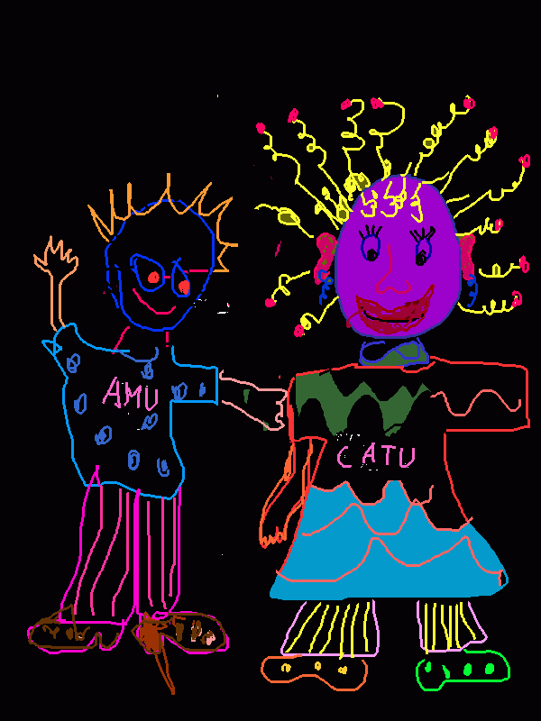 Amu y Catu para colorear