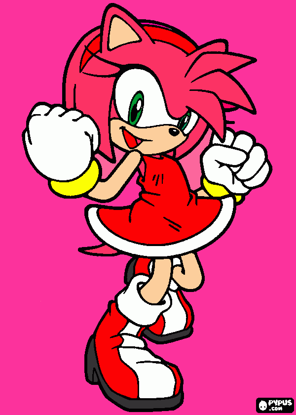 amy rose la eriza mas bonita que dice ser novia de sonic para colorear