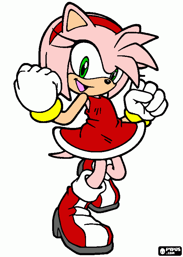 amy rose the hedgehog  para colorear