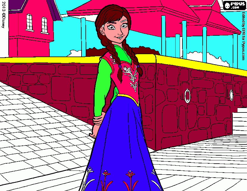 Ana en verano para colorear