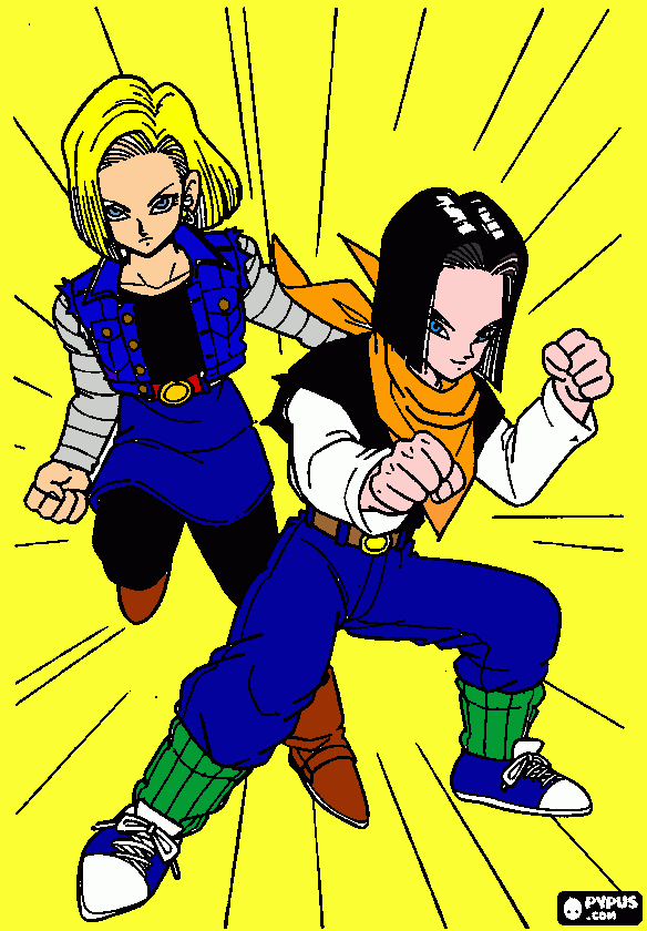 androides 17 y 18 para colorear