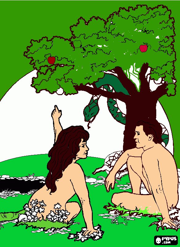 André Padilla, dibujo de Adán y Eva para colorear