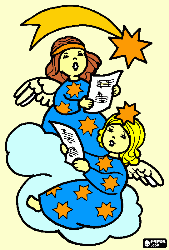 Angeles cantando para colorear