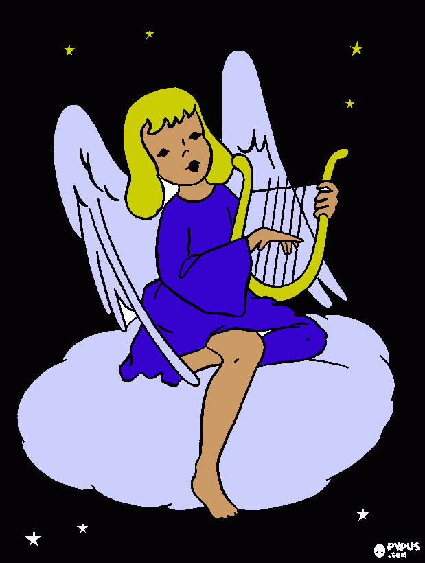 angelito en las nubes para colorear