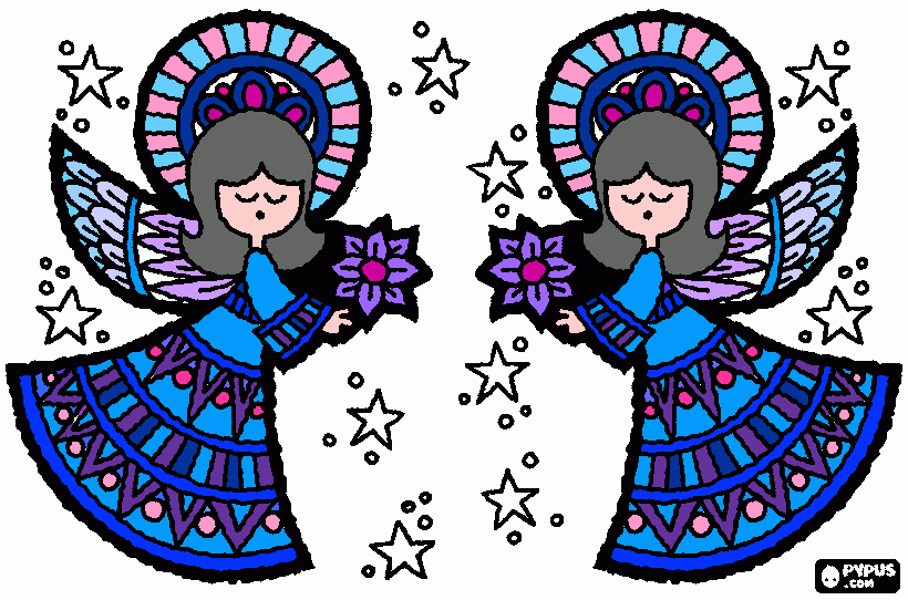 angelitos azules gris para colorear