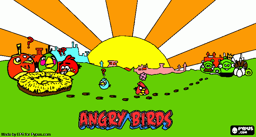 angri birds pollitos y serdos para colorear