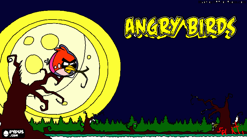 angry birds de noche para colorear