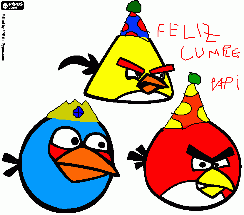 angrys cumplañeros para colorear