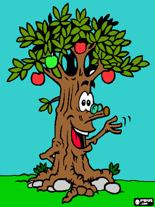 arbol de manzanas para colorear