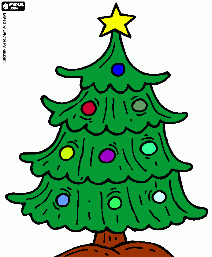 Arbol de navidad con colores para colorear
