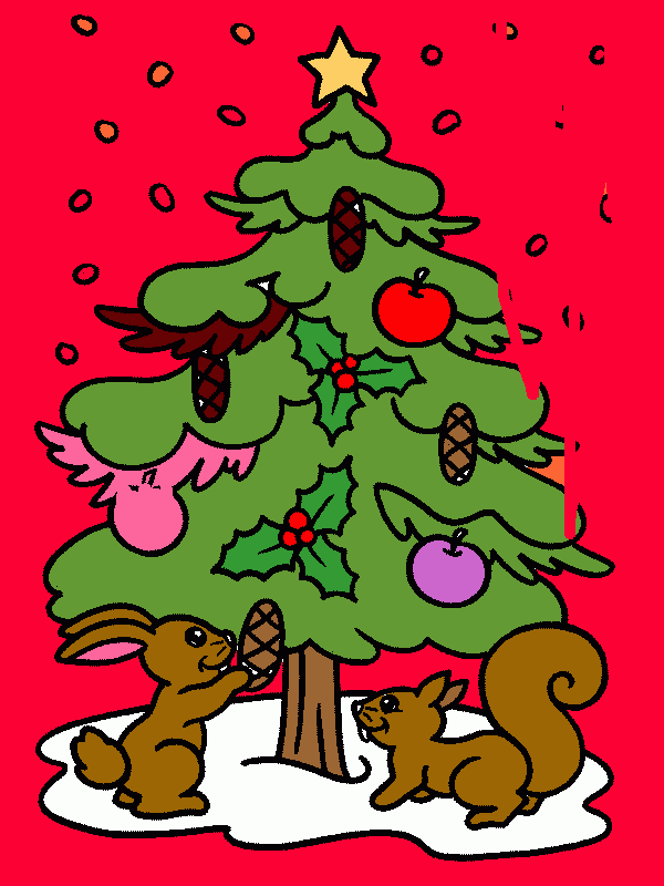 ardillas de navidad blanca navidad. para colorear