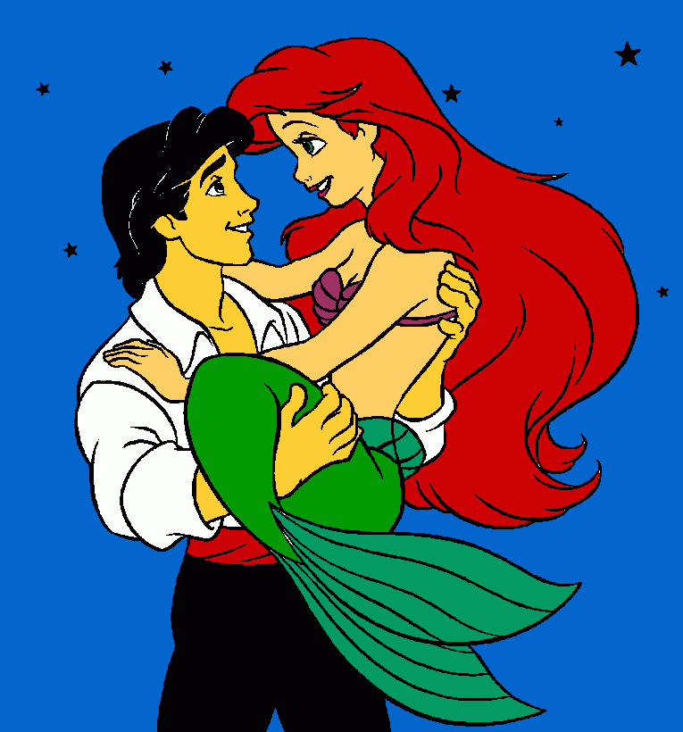 ariel y el principe erick para colorear