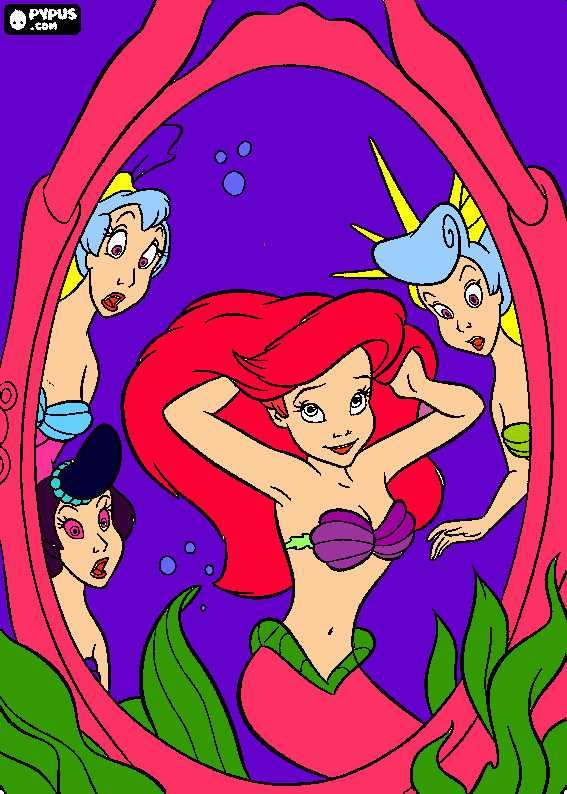 ariel y sus hermanas para colorear