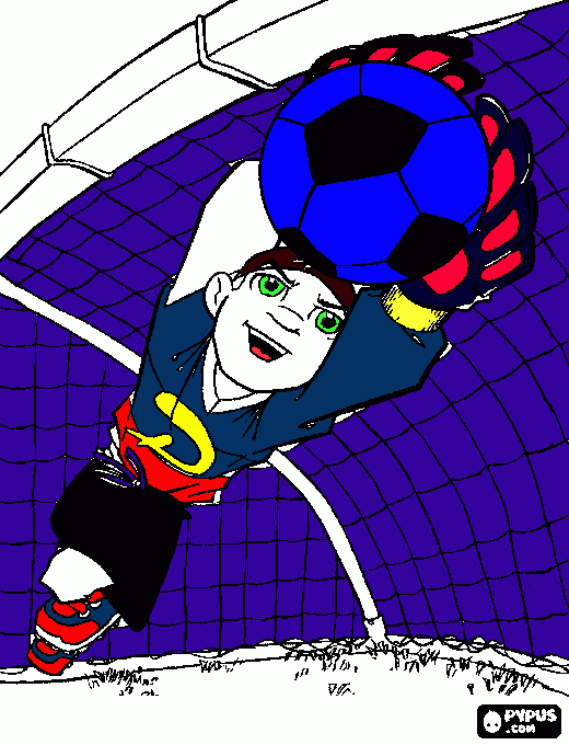 arquero atajando el balon para colorear