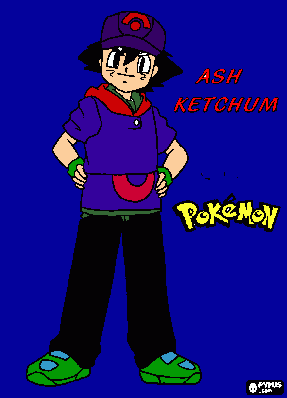 ash ketchum con un traje distinto para colorear
