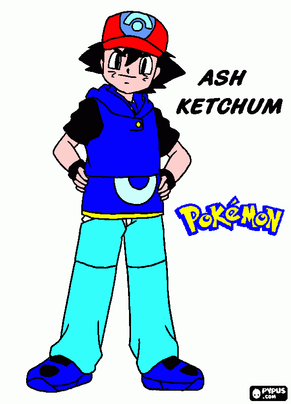 ash ketchum,protagonista pokemon para colorear
