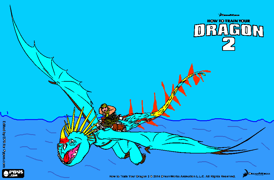 Astrid y su dragón Tormentula para colorear
