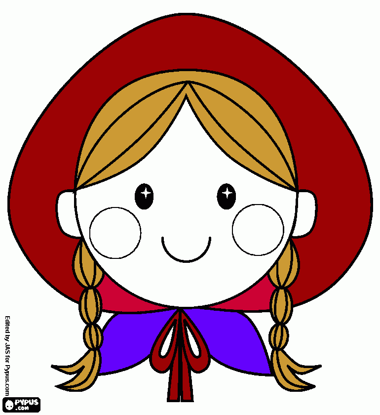 Astua, dibujo de la cara de caperucita roja para colorear