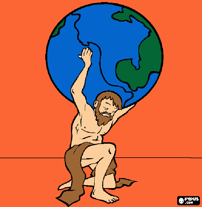 ATLAS CARGANDO AL MUNDO para colorear